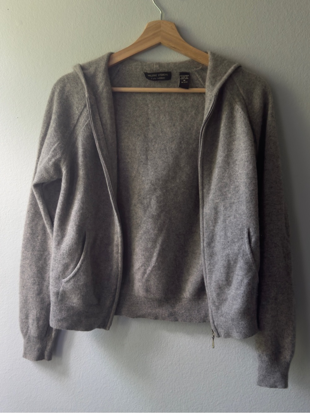Valerie Stevens Gray Cashmere Zip Sweater